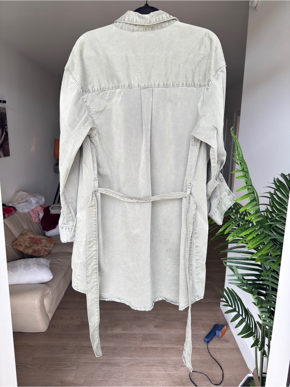 Abercrombie & Fitch Sage Green Utility Shirt Jacket Dress Size L - Picture 11 of 11